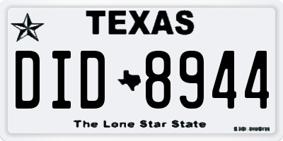 TX license plate DID8944