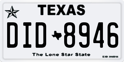 TX license plate DID8946