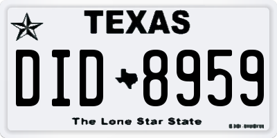 TX license plate DID8959