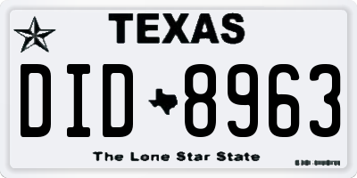 TX license plate DID8963