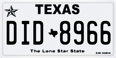TX license plate DID8966