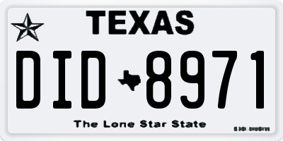 TX license plate DID8971
