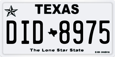 TX license plate DID8975