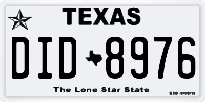 TX license plate DID8976