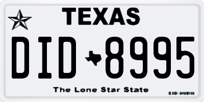 TX license plate DID8995