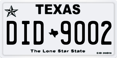 TX license plate DID9002