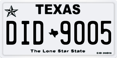 TX license plate DID9005