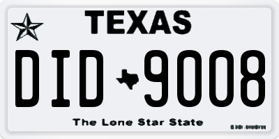 TX license plate DID9008
