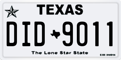 TX license plate DID9011