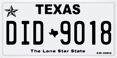 TX license plate DID9018