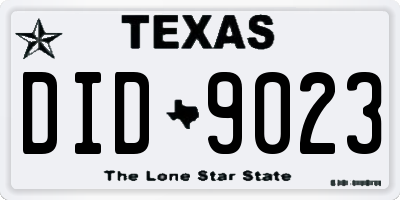 TX license plate DID9023
