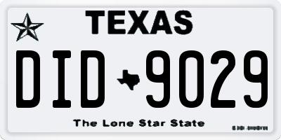 TX license plate DID9029