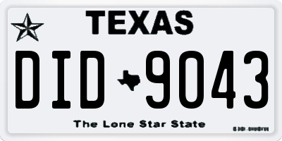 TX license plate DID9043