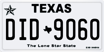 TX license plate DID9060