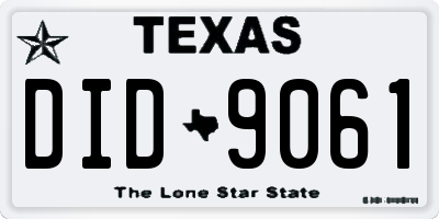 TX license plate DID9061