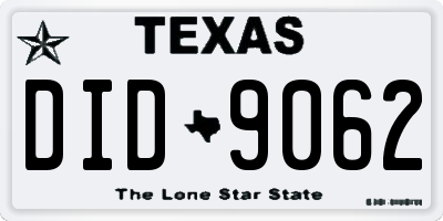 TX license plate DID9062
