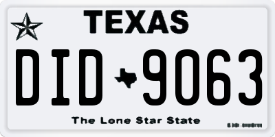 TX license plate DID9063