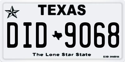 TX license plate DID9068