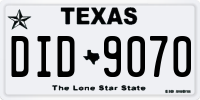 TX license plate DID9070
