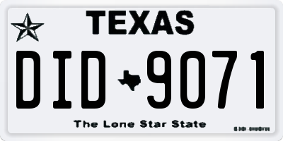 TX license plate DID9071