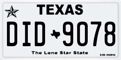 TX license plate DID9078