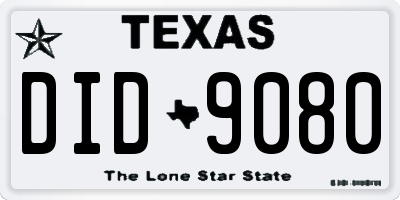 TX license plate DID9080