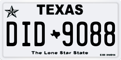 TX license plate DID9088