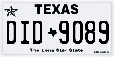 TX license plate DID9089