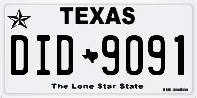 TX license plate DID9091