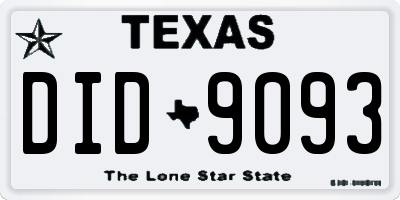 TX license plate DID9093