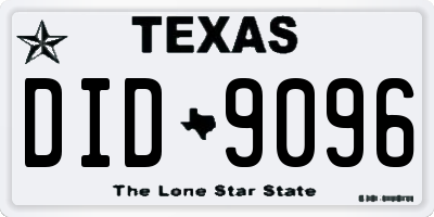 TX license plate DID9096