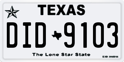 TX license plate DID9103