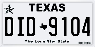 TX license plate DID9104