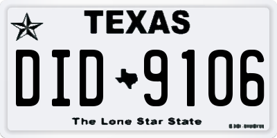 TX license plate DID9106