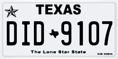 TX license plate DID9107