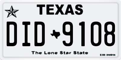TX license plate DID9108