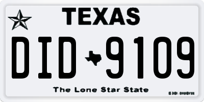 TX license plate DID9109