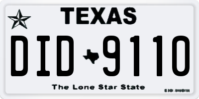 TX license plate DID9110