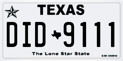 TX license plate DID9111