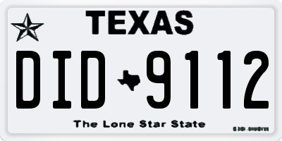 TX license plate DID9112