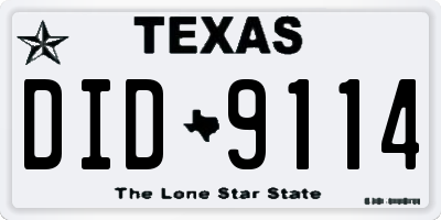 TX license plate DID9114