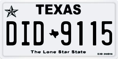 TX license plate DID9115