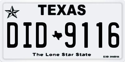 TX license plate DID9116