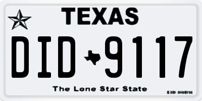 TX license plate DID9117