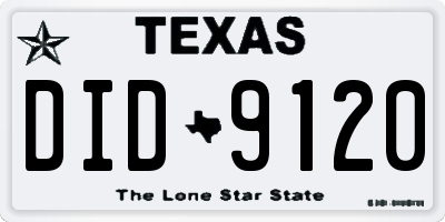 TX license plate DID9120