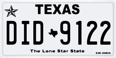 TX license plate DID9122