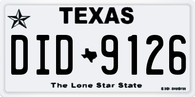 TX license plate DID9126