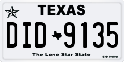 TX license plate DID9135