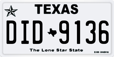 TX license plate DID9136