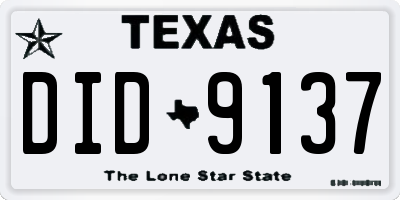 TX license plate DID9137